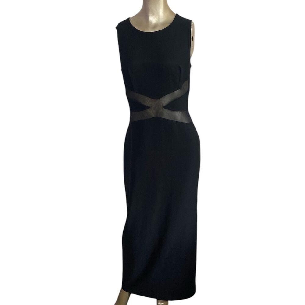 Vintage Rampage Black Mesh Criss Cross Maxi Dress Made in the USA. Size Large